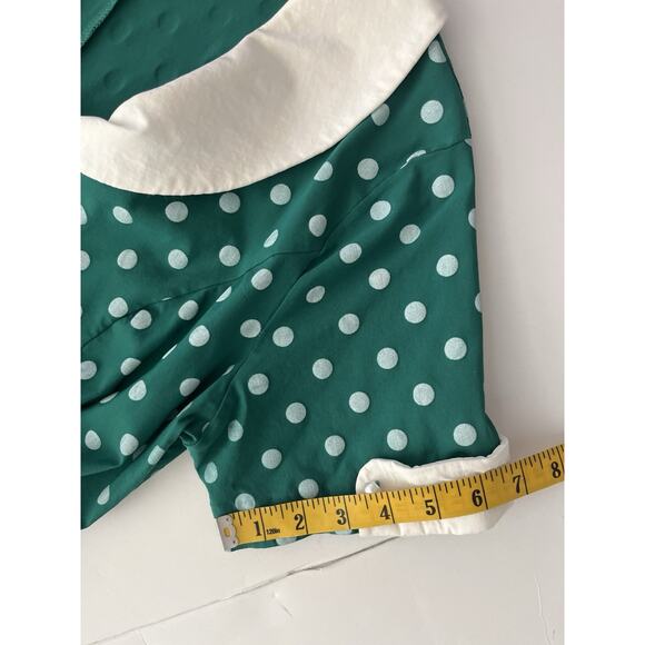 Gown Town Dress XXL Green White Polka Dot Retro 50s 60’s Fit Flair Swing Stretch - Picture 10 of 12